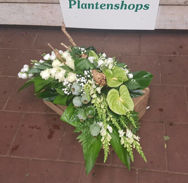 Rouwarrangement Exclusief Wit-Groen