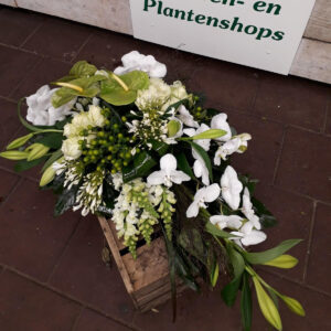 Rouwarrangement Exclusief Wit-Groen Orchideeën