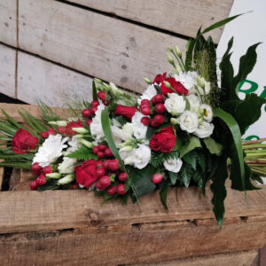 Rouwboeket Rood-Wit