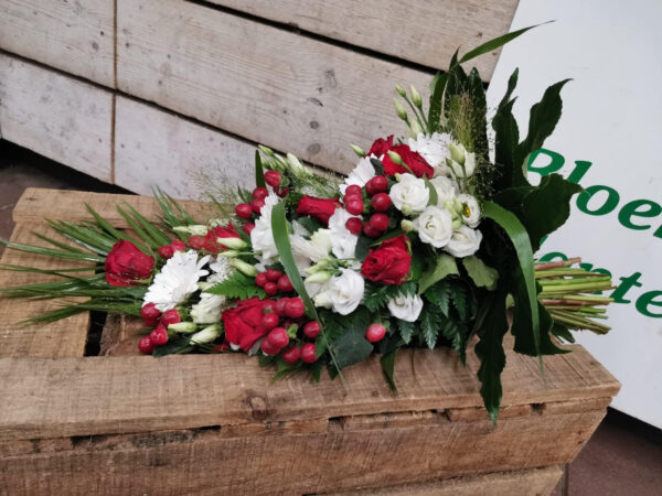 Rouwboeket Rood-Wit