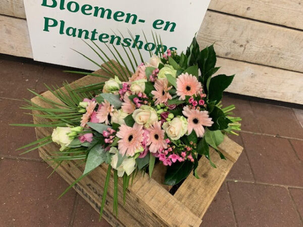 Rouwboeket Licht Roze-Wit