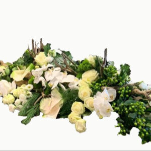 Rouwarrangement Kistbedekking Exclusief Wit Orchideeën