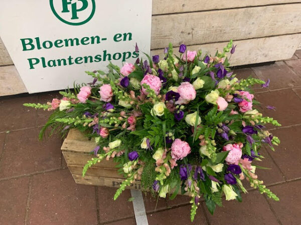 Rouwarrangement Druppel veld Paars-Roze